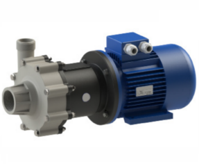 Motore elettrico industriale blu e grigio.